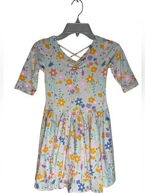 DotDotSmile Girls Multicolor Wildflower Twirl Dress Cross Back